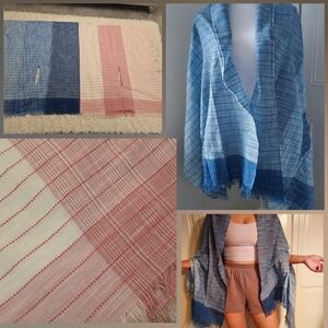 J.crew scarf with arm holes in pink and blue color.